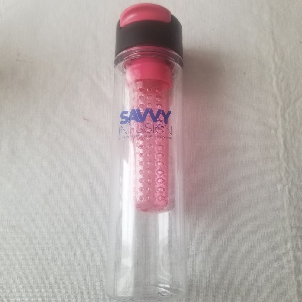 Savvy Fruit Infusion Pink Tritan Water Bottle Travel Clear Waterbottle